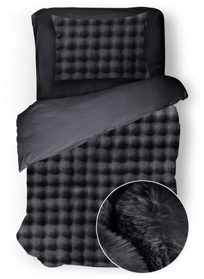 Eleganzzz Dekbedovertrek Shiny Bubble Pom Pom Flanel Fleece - Dark Grey - Dekbedovertrek 140x200/220cm - 100% flanel fleece - Eenpersoons dekbedovertrekken - 140x220cm - Teddy Dekbedovertrek - Fluffy Dekbedovertrek - Effen Dekbedovertrek