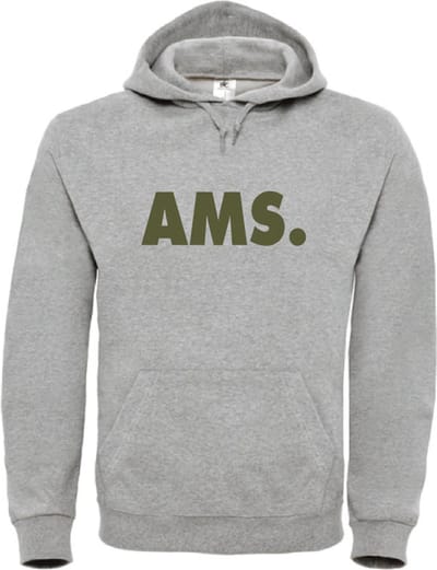 Hoodie grijs M - AMS - olijfgroen - soBAD. | Amsterdam | Unisex | Hoodie heren | Hoodie Dames