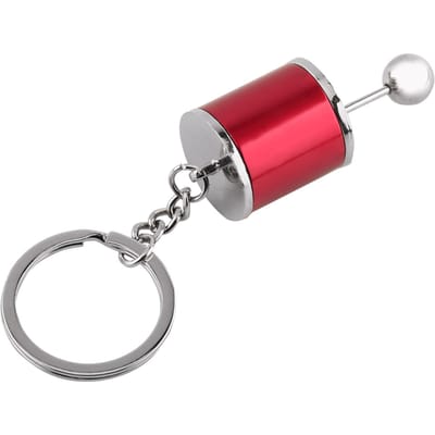 Versnellingspook Model Sleutelhanger Sleutelhanger Auto Onderdeel Vormige Metalen Legering Sleutelringen(Zilver) rood