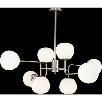 Maytoni hanglamp Erich, nikkelkleurig, glas/metaal, 8-lamps.