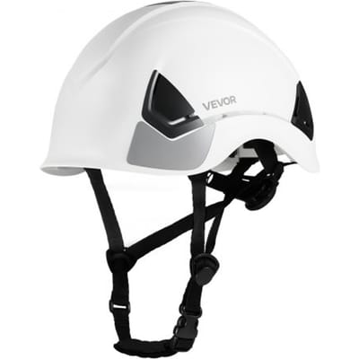 VEVOR ANSI/ISEA Z89.1 goedgekeurde ABS-veiligheidshelm met 6-punts ratelbevestiging, verstelbare industriële helm, geventileerde bouwhelm, werkhelm voor industriële bouwwerkkleding, wit