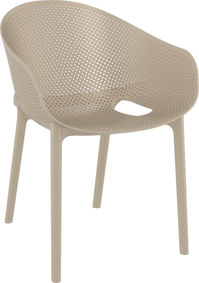 CLP Bistrostoel Sky Pro - Stapelbare Tuinstoel - Weerbestendig - Comfortabele Rugleuning - voor Tuin, Terras & Balkon - taupe