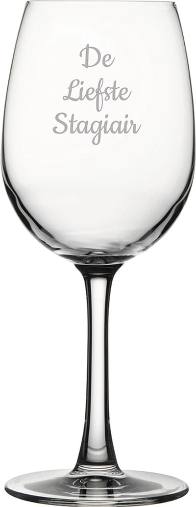 Gegraveerde witte wijnglas 36cl De Liefste Stagiair