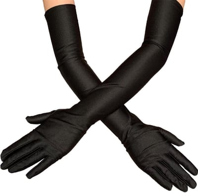 Elegante Satijnen Handschoenen voor Dames - Ideaal voor Bruiden, Feestjes en Dansen - Zwart, One Size