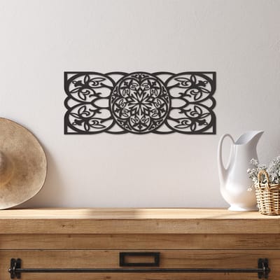 Wanddecoratie Mandala Rechthoek Paneel - Muurdecoratie Mandala - Muurdecoratie Hout - Wanddecoratie Hout - Muurdecoratie Woonkamer - Wanddecoratie Woonkamer - Wanddecoratie Industrieel - Home Decor - Wall Line Art - 49 x 20 cm
