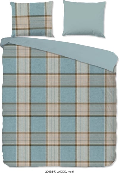 Good Morning dekbedovertrek ruit - 1 persoons 140x200/220 cm - Multi - 100% Katoen flanel