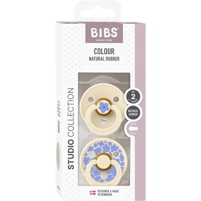 BiBs Studio Jasmin Fopspeen - Rond - 2 Stuks - 6-18 Mnd - Ivory Mix