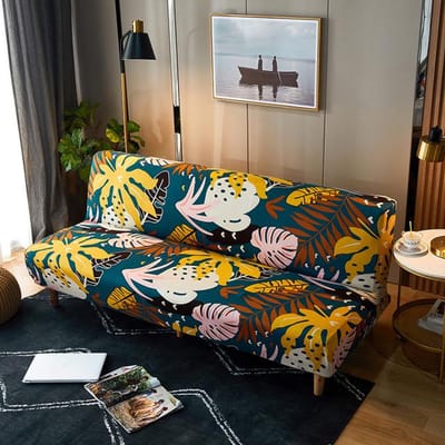 Opvouwbare slaapbankhoes Bankhoezen Spandex Stretch Elastisch Materiaal Dubbele Zittinghoes Hoezen Voor Woonkamer Geometrische Print M (160-180cm) brown