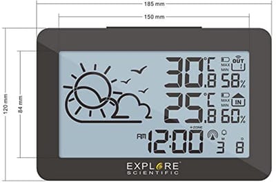 Weerstation met radioklok en LCD-scherm - Temperatuur en luchtvochtigheid meten, binnen en buiten