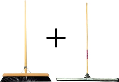 Synx Tools Paardenhaar 50cm + Vloertrekker 100cm met Steel 150cm - Kamerveger – Vloerreiniger – Moppen – Zachte binnenbezem met steel 160cm