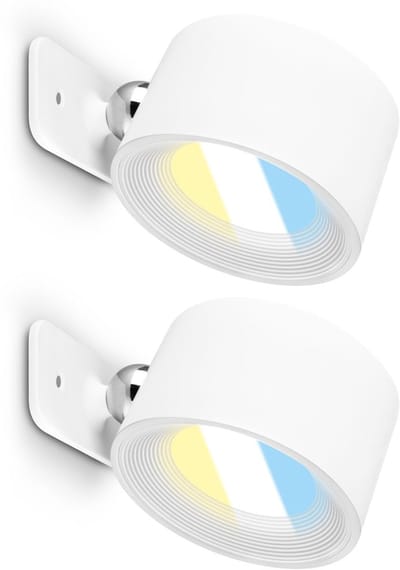 BRILONER Tari - Set van 2 Wandlampen oplaadbaar - dimbaar met touch - cct - draaibaar - met magneet - akku en draadloos - usb-c - wit