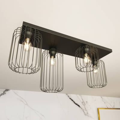 EMIBIG LIGHTING Plafondlamp Barn, 4-lamps, 83 cm, zwart, metaal, E27