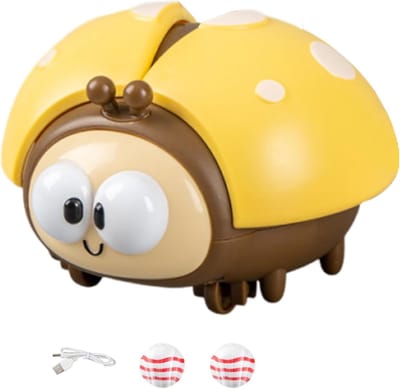 Vliegende Ballenspeeltje - Interactief Kinderspeelgoed - Ontwikkeling Stimuleren - Gemotoriseerde Bal Mechanisme - 9.5 x 8.5 x 7 cm - Geel
