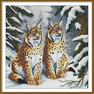 Borduurpakket Nova Sloboda - Winter beauties - Winterschoonheden - bedrukte achtergrond