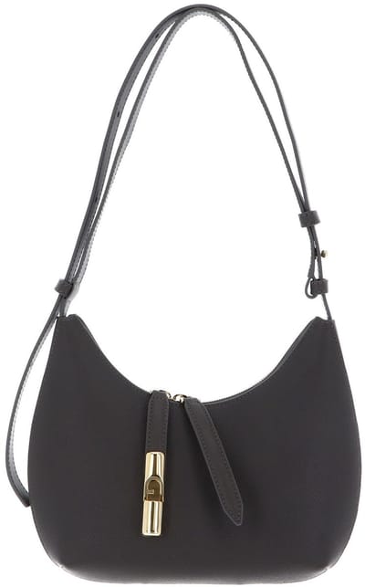 FURLA Leren schoudertas Goccia Shoulder Bag Urban Gray donkergrijs