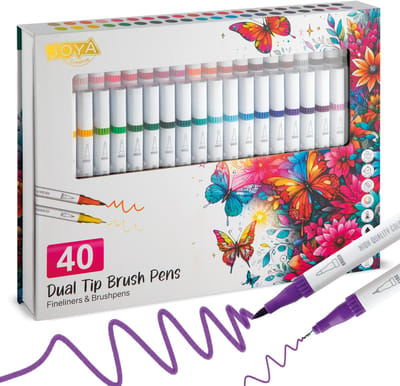 Joya Creative Fineliner Brush Pens Set 40pcs - Stiften voor Volwassenen en Kinderen - Bulletjournal - Handlettering - Gekleurde Fineliners - Drawing Pen Set