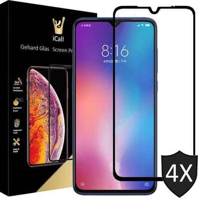 Screenprotector geschikt voor Xiaomi Mi 9 - Tempered Gehard Glas - Full Screen Volledig Beeld - iCall - 4 Stuks