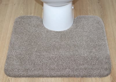 Set - PRIMA - Soft - Badmat - 50x80cm - beige - taupe - antislip - en - Wcmat - 50x60cm - beige - taupe - met uitsparing 21cm - antislip