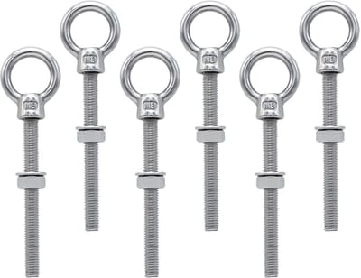 Oogbouten M8 x 80 mm M8 ringschroeven met metrische schroefdraad van roestvrij staal voor bevestiging en ophanging, 6 stuks