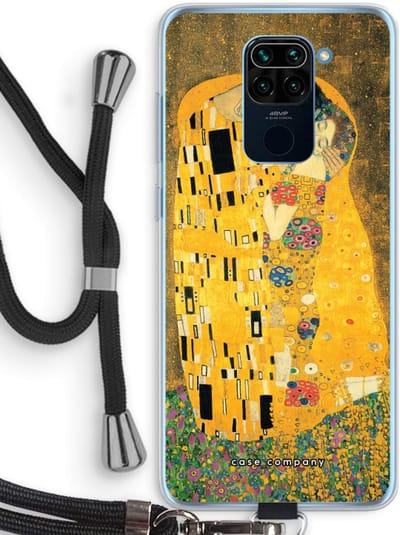 Case Company® - Hoesje met koord geschikt voor Xiaomi Redmi Note 9 hoesje met Koord - Der Kuss - Telefoonhoesje met Zwart Koord - Bescherming aan alle Kanten en Over de Schermrand