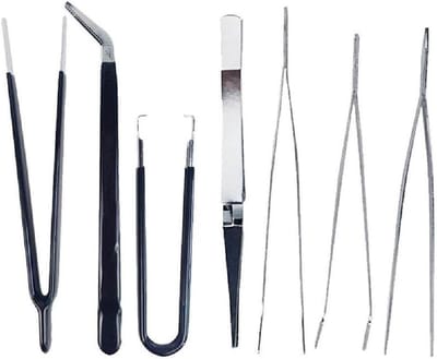 Precisie Pincet Set - Pincetten Gereedschap - Elektronica Repareren - Antistatisch Koolstofstaal - 7 Stuks - Zilver