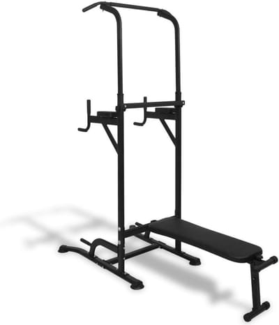 Multistation met Bank - Fitnessstation Krachttraining - Krachtopbouw Thuis - Verstelbare Hoogte - 150 kg Max - Zwart