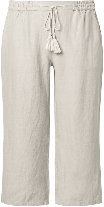 Ulla Popken - Dames - 7/8-linnen broek elastische tailleband natuurlijk koel - Natuur - Maat 42