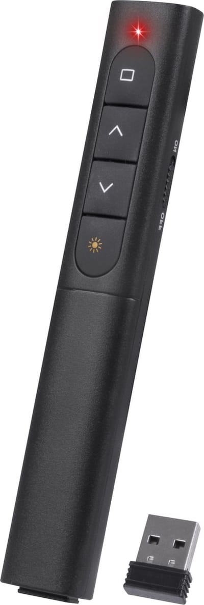 Nuvance Presentatie Klikker - Draadloze Presenter voor Presentatie - Usb - Pointer - Afstandsbediening met Laser - Zwart