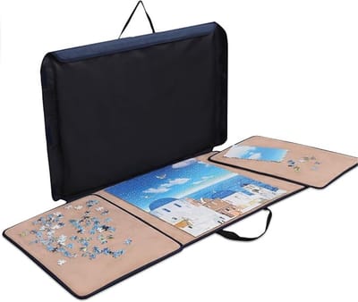 SAVI® Puzzelkoffer – Puzzelmap – Puzzelmat 1000 Stukjes – Puzzelbord - Puzzelbord met Opbergsysteem - Blauw - ‎‎55cm x 55cm x 1cm