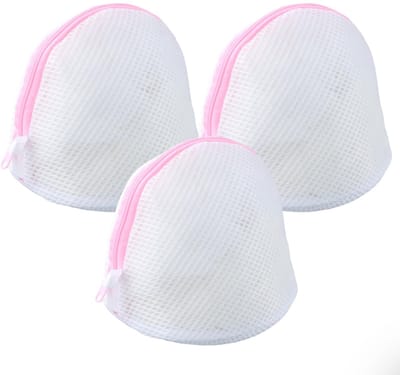 Dailygoods- Waszak met rits - Waszak voor ondergoed - Waszak voor sokken - Waszakken groot - Set van 3 - Roze katoen