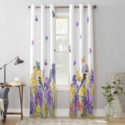 Lente Iris Aquarel Vlinder Raamgordijnen voor Woonkamer Luxe Slaapkamer Gordijn Keuken Jaloezieën Draperieën Gordijnen 135W x 60H(cm) x1