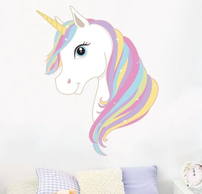 Muursticker unicorn | Eenhoorn kinderkamer muurdecoratie | Wanddecoratie meisje unicorn
