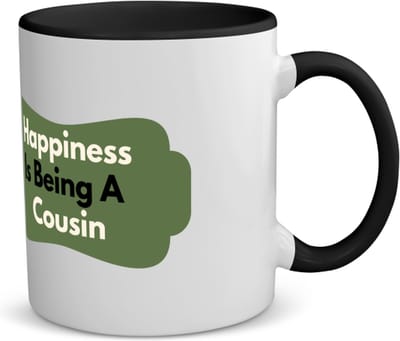 Akyol - happiness is being a cousin koffiemok - theemok - zwart - Neef - de liefste neef - verjaardag - cadeautje voor neef - neef artikelen - kado - geschenk - 350 ML inhoud