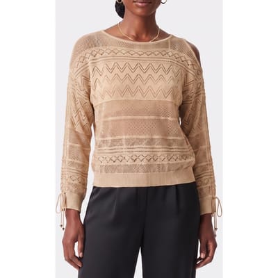 GUESS  Eco Nellie Ls Boat Neck Gold Lurex Größe: M | Longsleeves Outlet | Damen | Gelb
