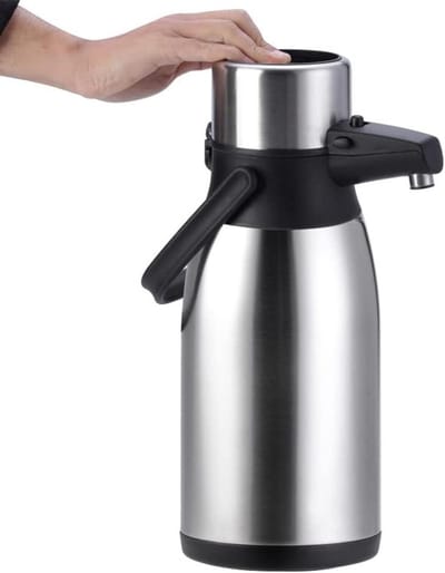 Thermoskan met pomp - Warme drank dispenser - Dranken serveren - Lange warmtebehoud - 2.5 Liter - Zilver