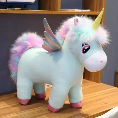 Kawaii Eenhoorn Met Vleugel Pluche Speelgoed Zachte Knuffelpop Dier Pluizig Haar Vliegend Paard Kussen Voor Meisje Verjaardagscadeau Kind Speelgoed 35cm