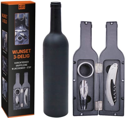 Wijnset 3-delig – Luxe Wijnaccessoires Set met Kurkentrekker, Schenktuit & Druppelring – Cadeauset voor Wijnliefhebbers – Special Gift