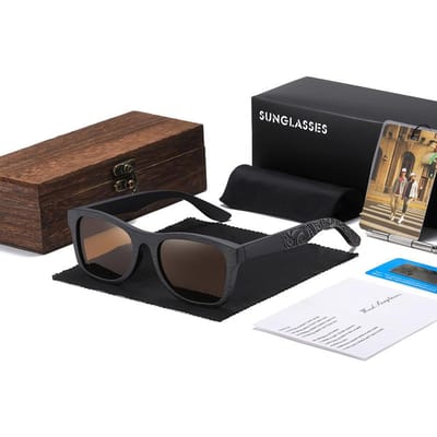 GM Houten Heren Dames Zonnebril Mannen Luxe Merk Designer Gepolariseerde Zonnebril Vintage Zonnebril Dames Oogwear Met Doos Dark Bamboo black