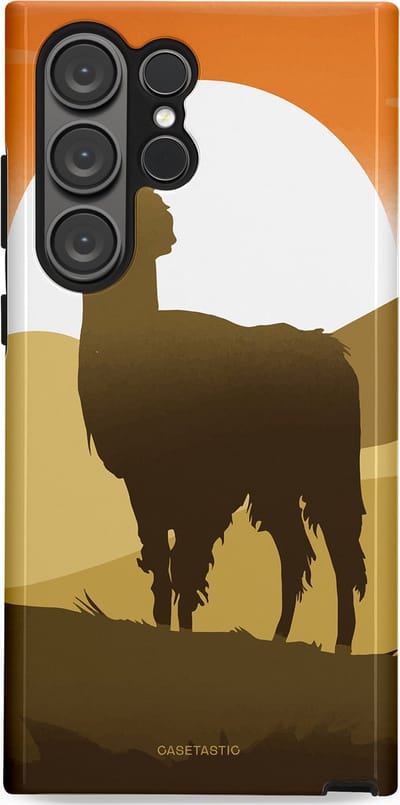 Casetastic Hoesje Geschikt voor Samsung S23 Ultra - Stijlvolle Beschermende Duo-layer Case - Silhouet Alpaca