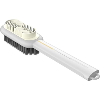 Schoenreiniger met lange steel, dubbelzijdig, rubberen gumset, schoenvlekken, stof, suède reinigingsborstel, schoenborstel, suède reiniging, schoenverzorging wit