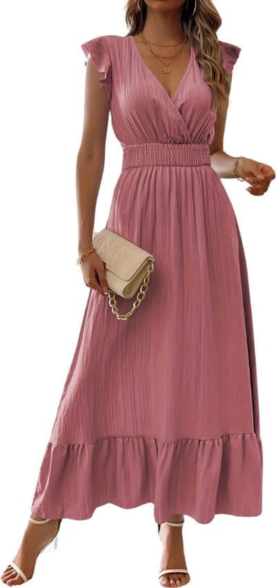 Livano Zomerjurk Dames - Zomerjurken - Volwassen - Jurk - Ibiza Stijl - Sundress - Roze - Maat S