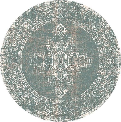 Fraai Rond vintage vloerkleed - Spring Ethnic Groen/Creme - Ø 240cm