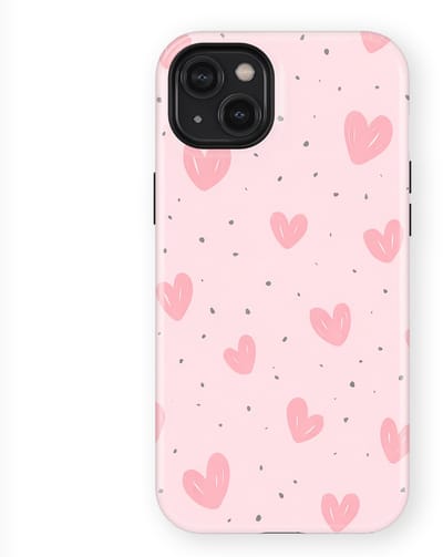 Tough Hoesje met Hartjes geschikt voor iPhone 14 Plus | Little Love Tough Case Geschikt voor Mag | Hartjes Print Backcover geschikt voor iPhone 14 Plus Pink Blush