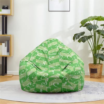Zitzak hoes - Stoelhoes zonder vulling - Ontspannen Zitten - Muzieknotitie patroon - 70 x 80 cm - Groen
