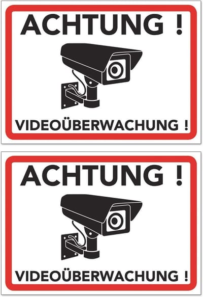 Waarschuwingsbord voor Videobewaking - Camerabewaking Schild (20 x 15 cm) - 2 Stuks
