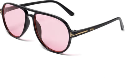 KIMU® Avator Influencer Zonnebril - Zwart Montuur - Roze Glazen - Social Media Hollywood Stoer Hip Trendy Avator Trendsetter Celebrity Festival