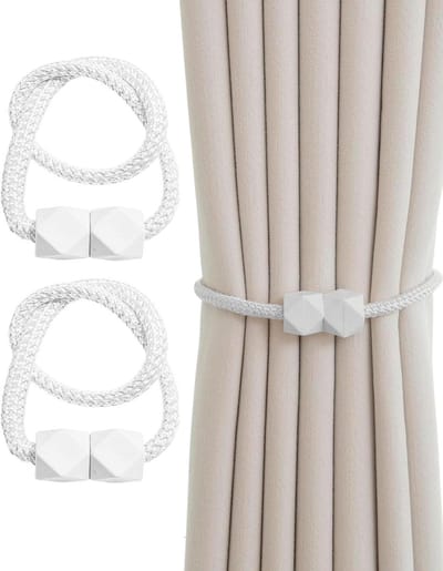Magnetische gordijnklemmen 2 stuks - witte gordijnhaken - moderne stijl - eenvoudig te gebruiken - ShopVlot