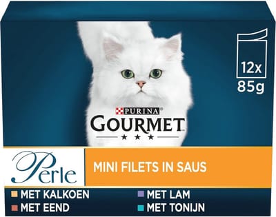 Mini Filets Kattenvoer in Saus - Kalkoen, Tonijn, Eend of Lam - 12x85g