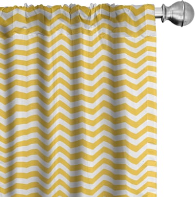 ABAKUHAUS – Gele Chevron Gordijnset – 2x75x225 cm – Microfaser