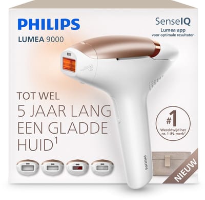 Philips Lumea 9000 Series IPL Ontharingsapparaat – Tot 5 Jaar Lang een Gladde Huid, SmartSkin-sensor en 4 Opzetstukken voor Lichaam, Gezicht, Bikinilijn & Oksels, BRI984/00